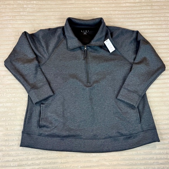 LIVI for Lane Bryant Womens 22/24 Gray Pullover Quarter Zip Active Sweatshirt - Picture 1 of 4